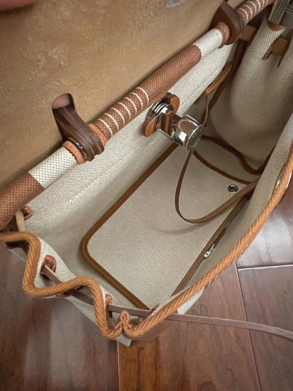 Side view of timeless structured handbag
