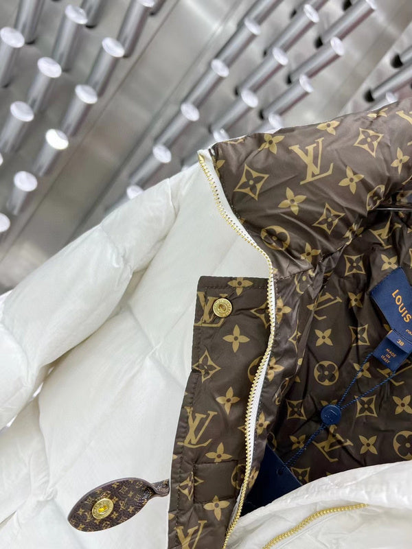 Close-up detail shot of Louis Vuitton luxury clothing with everyday silhouette