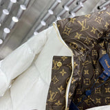 Close-up detail shot of Louis Vuitton luxury clothing with everyday silhouette