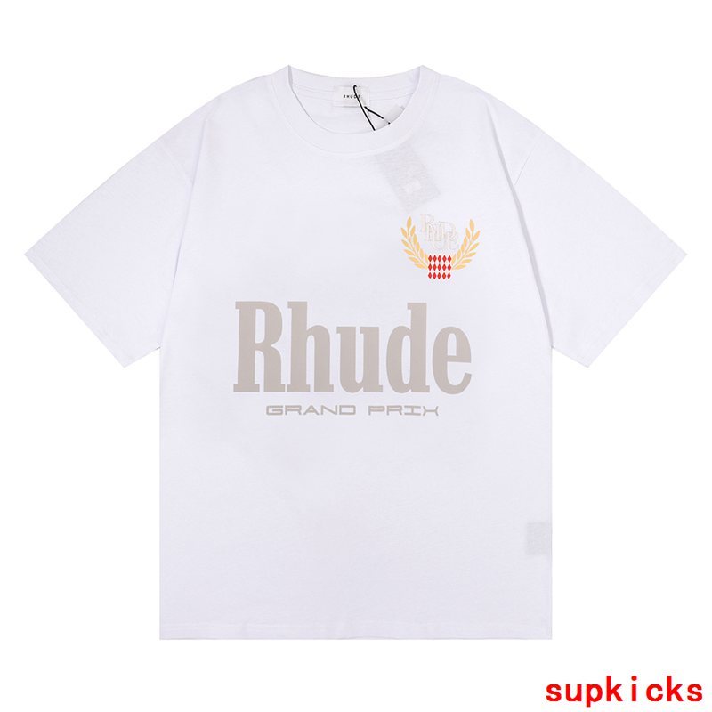Full styled look of Rhude luxury clothing with contemporary cut