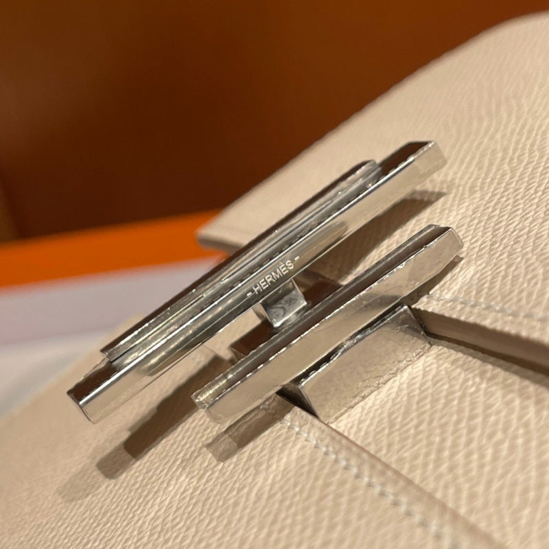 Side view of classic structured handbag