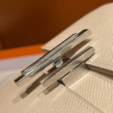 Side view of classic structured handbag