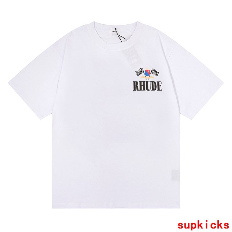 Side profile of Rhude luxury clothing with everyday silhouette