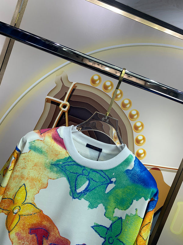 Full styled look of Louis Vuitton luxury clothing with signature branding