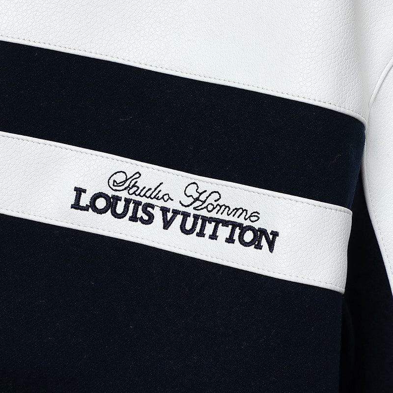 Front view of Louis Vuitton luxury clothing with label-forward styling