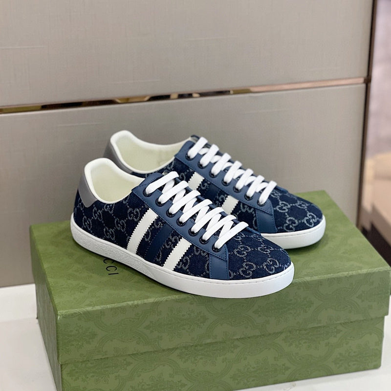 Gucci Luxury sneakers in clean off-white bold athletic profile front view