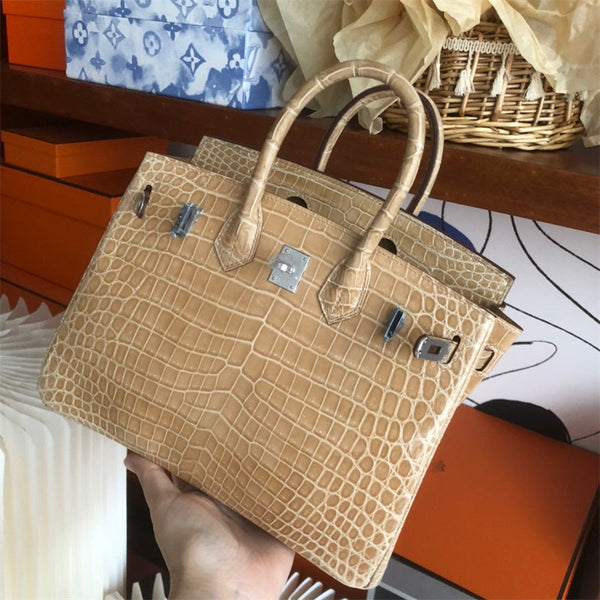 Side view of balanced structured handbag