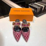 Louis Vuitton Black Bow-Detail Flats - Front View