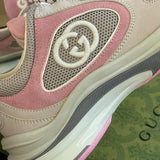 Gucci stone beige luxury sneakers view 4 bold athletic profile