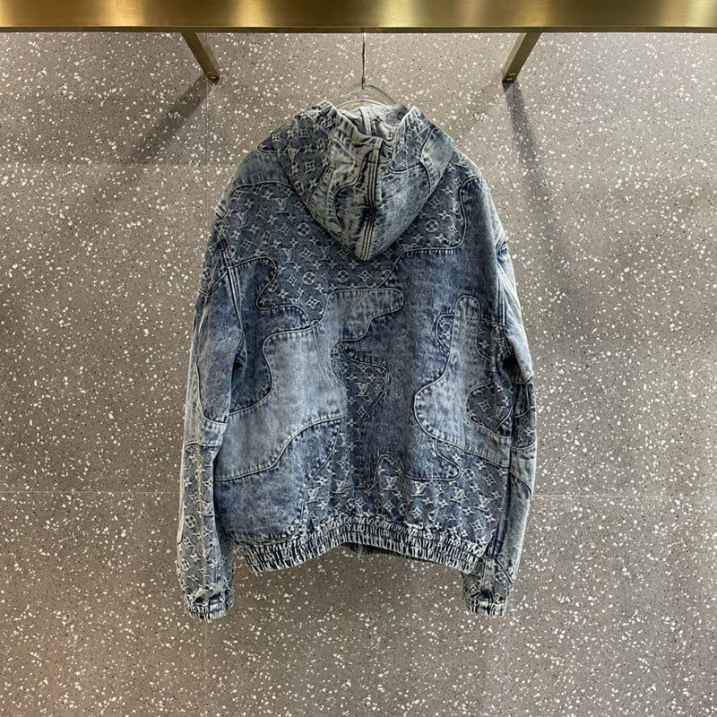Back view of Louis Vuitton luxury clothing with monogram-inspired silhouette