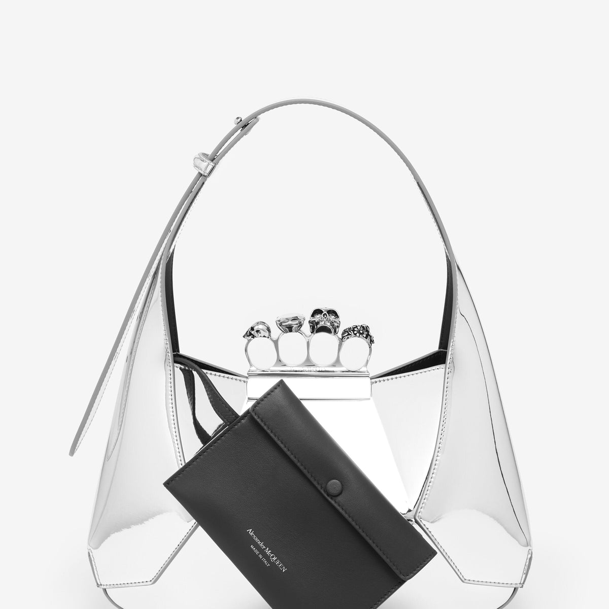 Alexander McQueen Bags? Alexander Mcqueen Women Silver Leather Jewelled Hobo Handbag Medium Premium Designer Shoulder Bag