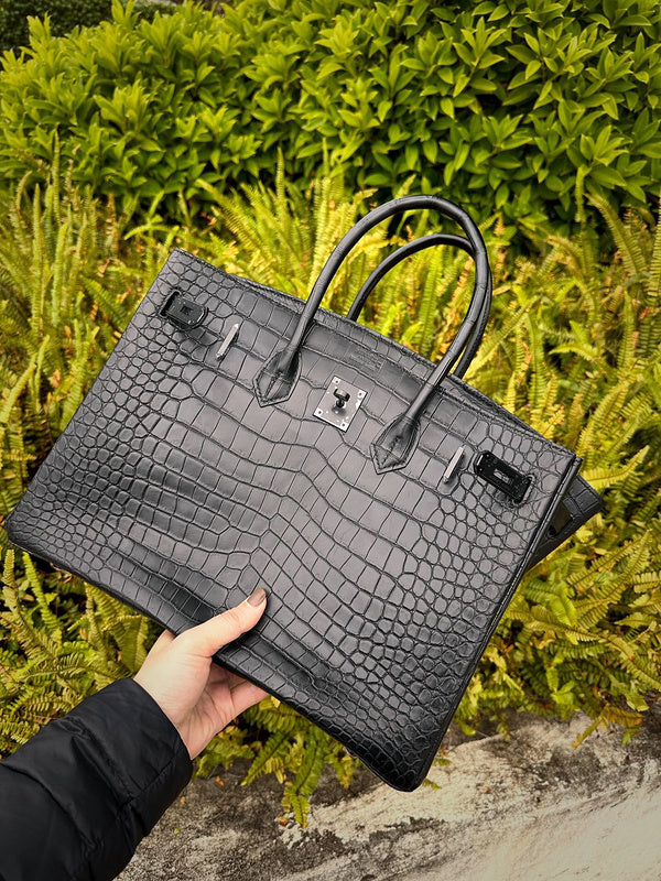 Understated bag shown from front angle