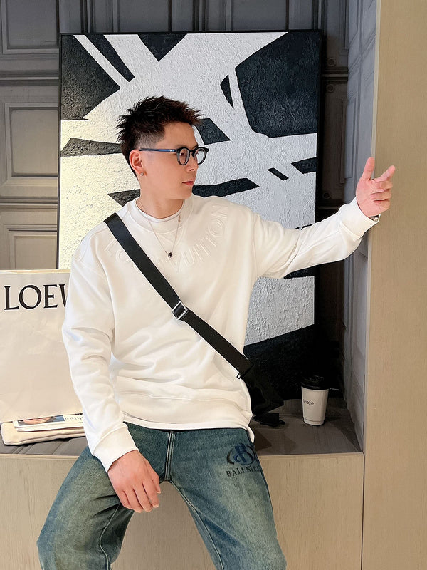 Side profile of Louis Vuitton luxury clothing with relaxed-fit cut