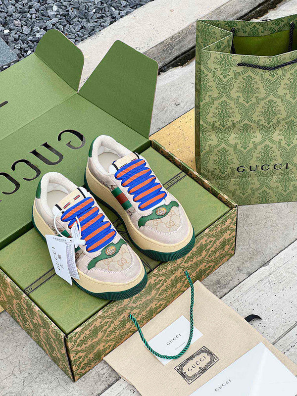 Gucci crisp white luxury sneakers view 4 heritage-inspired look