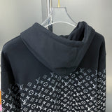 Front view of Louis Vuitton luxury clothing with monogram-inspired silhouette