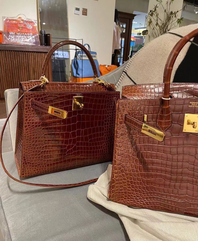 Side view of chic structured handbag