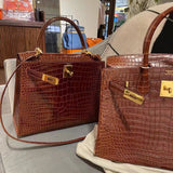 Side view of chic structured handbag