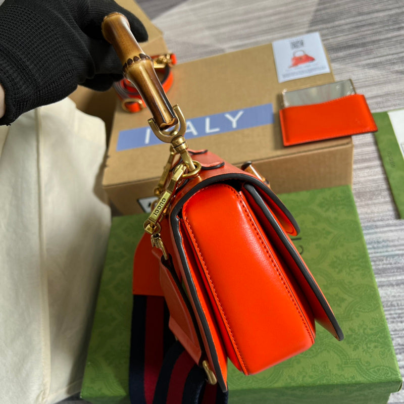 Side view of sophisticated structured handbag
