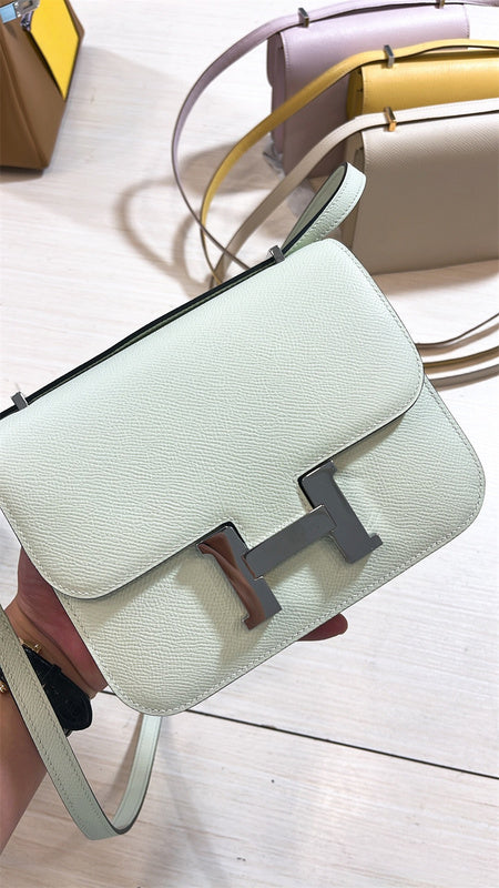  clean-lined shoulder bag detail view showing craftsmanship