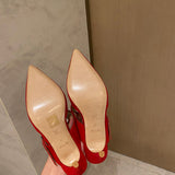 Louis Vuitton Nude Slingback Heels - Heel Detail View