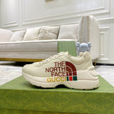 Gucci Streetwear sneakers in neutral cream signature lace-up style front view