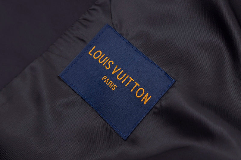 Close-up detail shot of Louis Vuitton luxury clothing with contemporary cut