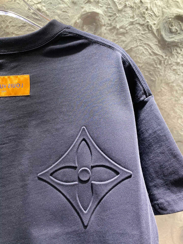 Side profile of Louis Vuitton cotton t-shirt with runway-inspired design