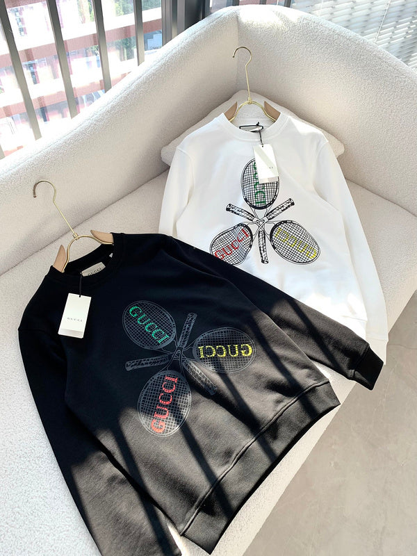 Back view of Gucci luxury clothing with monogram-inspired silhouette