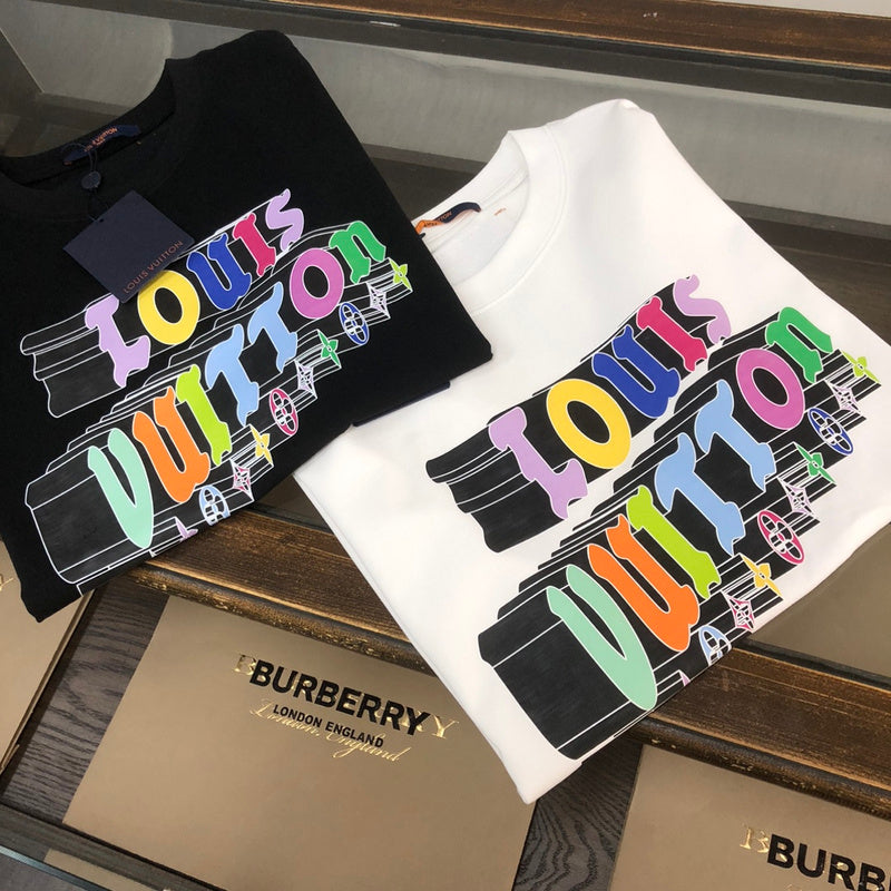 Side profile of Louis Vuitton cotton t-shirt with label-forward styling
