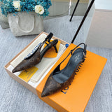 Louis Vuitton Camel Bow-Detail Flats - Back View