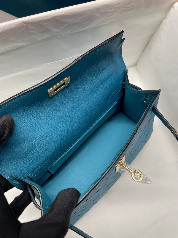 Side view of modernist structured handbag