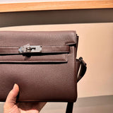 Side view of fluid structured handbag