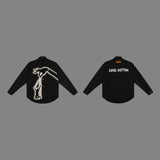 Full styled look of Louis Vuitton luxury clothing with monogram-inspired silhouette