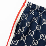 Full styled look of Gucci luxury clothing with monogram-inspired silhouette