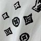 Flat lay presentation of Louis Vuitton luxury clothing with monogram-inspired silhouette