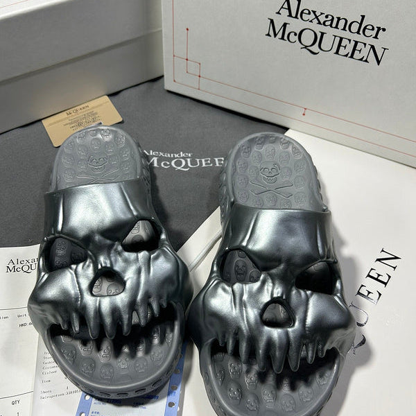 Alexander McQueen Chocolate Brown Bow-Detail Flats - Side Profile View