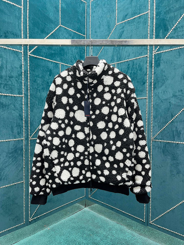 Front view of Louis Vuitton luxury clothing with logo-detail design