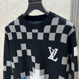 Front view of Louis Vuitton luxury clothing with logo-detail design