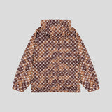 Side profile of Louis Vuitton luxury clothing with logo-detail design