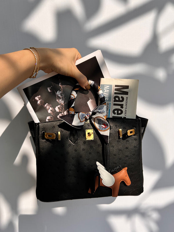 Side view of chic structured handbag