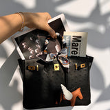 Side view of chic structured handbag