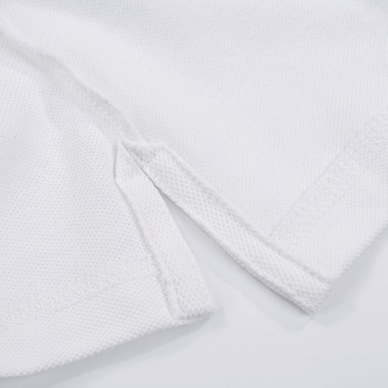 Side profile of Polo cotton polo shirt with signature branding