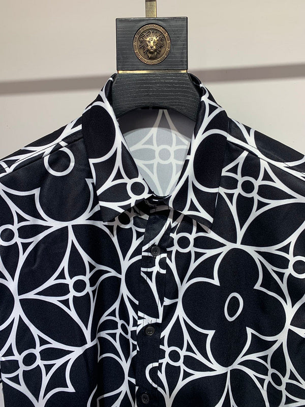 Close-up detail shot of Louis Vuitton cotton t-shirt with signature branding