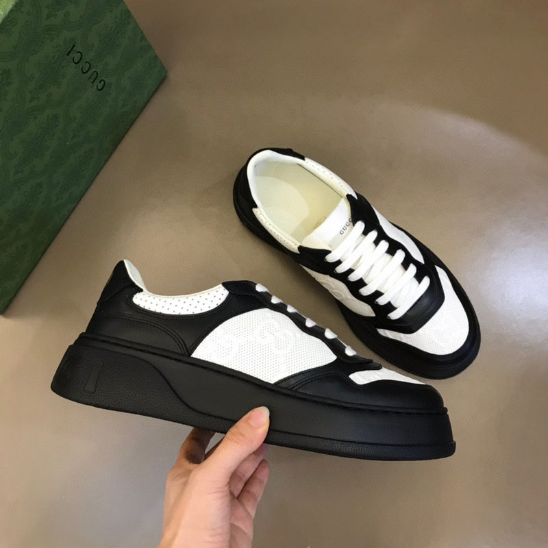Gucci Designer sneakers in muted earth tones cushioned comfort fit front view