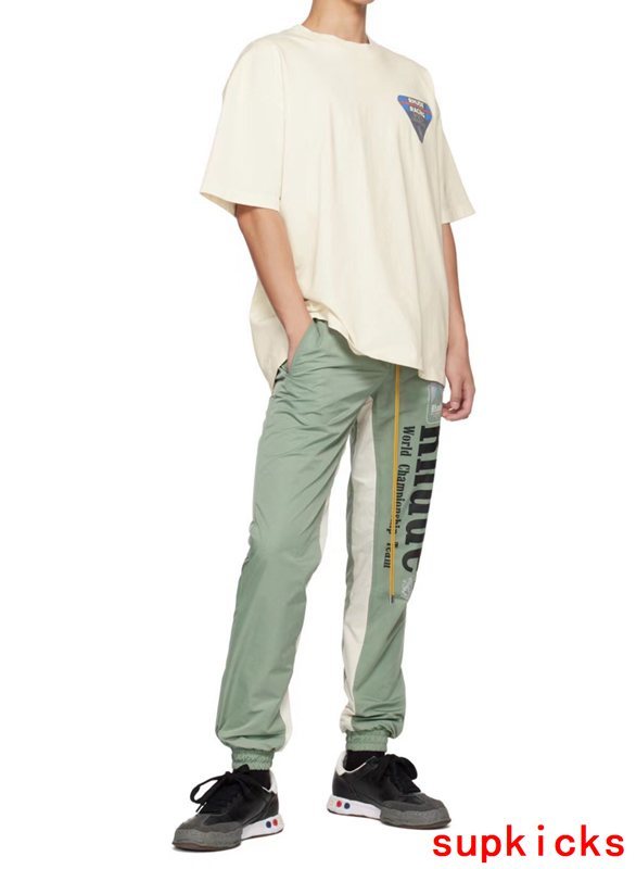 Back view of Rhude luxury clothing with monogram-inspired silhouette