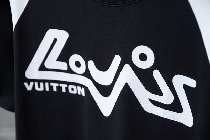 Flat lay presentation of Louis Vuitton cotton t-shirt with signature branding