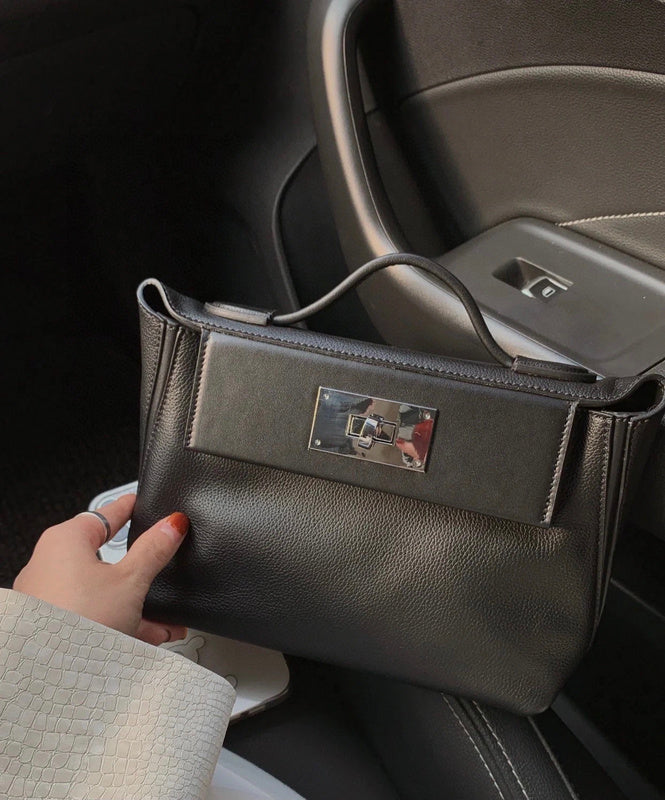Side view of timeless structured handbag