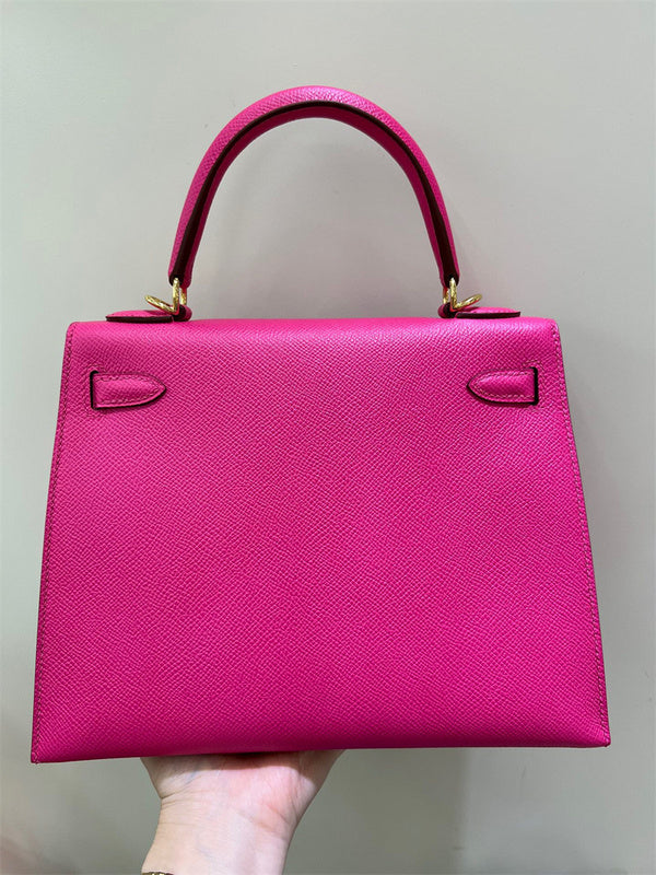 Side view of timeless structured handbag
