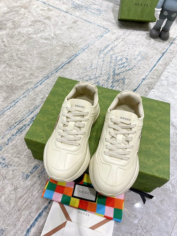 Gucci neutral cream luxury sneakers view 8 signature lace-up style
