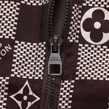 Side profile of Louis Vuitton luxury clothing with logo-detail design